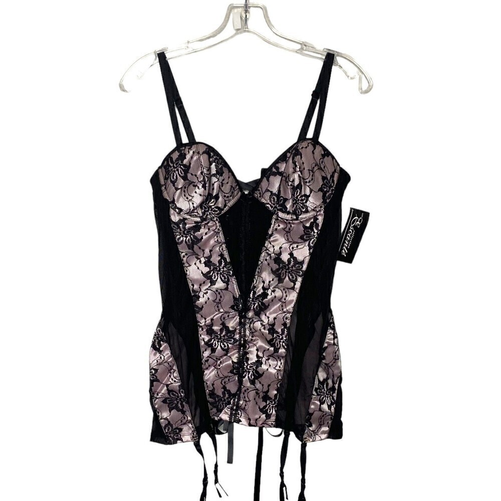 The Collection Escante Womens Black and Pink Lace Padded Lace‎ Up Large Corset